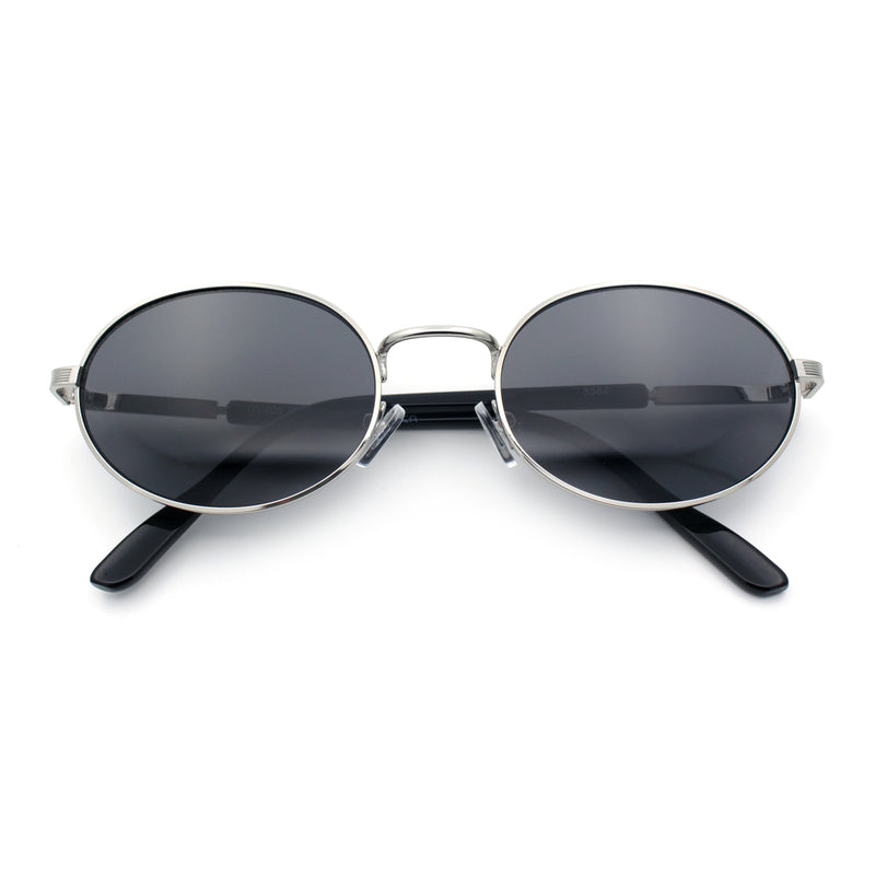 Classy Oval 90s Hip Hop Rapper Shade Metal Rim Retro Sunglasses
