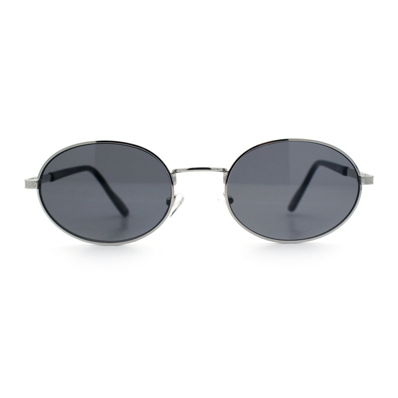 Classy Oval 90s Hip Hop Rapper Shade Metal Rim Retro Sunglasses