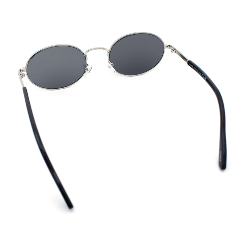 Classy Oval 90s Hip Hop Rapper Shade Metal Rim Retro Sunglasses