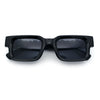 Locs Big Metal Gothic Letter Logo Narrow Rectangle Horn Rim Sunglasses