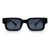 Locs Big Metal Gothic Letter Logo Narrow Rectangle Horn Rim Sunglasses