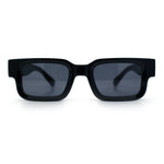 Locs Big Metal Gothic Letter Logo Narrow Rectangle Horn Rim Sunglasses