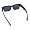 Locs Big Metal Gothic Letter Logo Narrow Rectangle Horn Rim Sunglasses