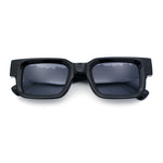 Locs Big Metal Gothic Letter Logo Narrow Rectangle Horn Rim Sunglasses