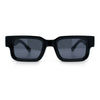 Locs Big Metal Gothic Letter Logo Narrow Rectangle Horn Rim Sunglasses
