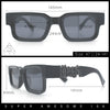 Locs Big Metal Gothic Letter Logo Narrow Rectangle Horn Rim Sunglasses