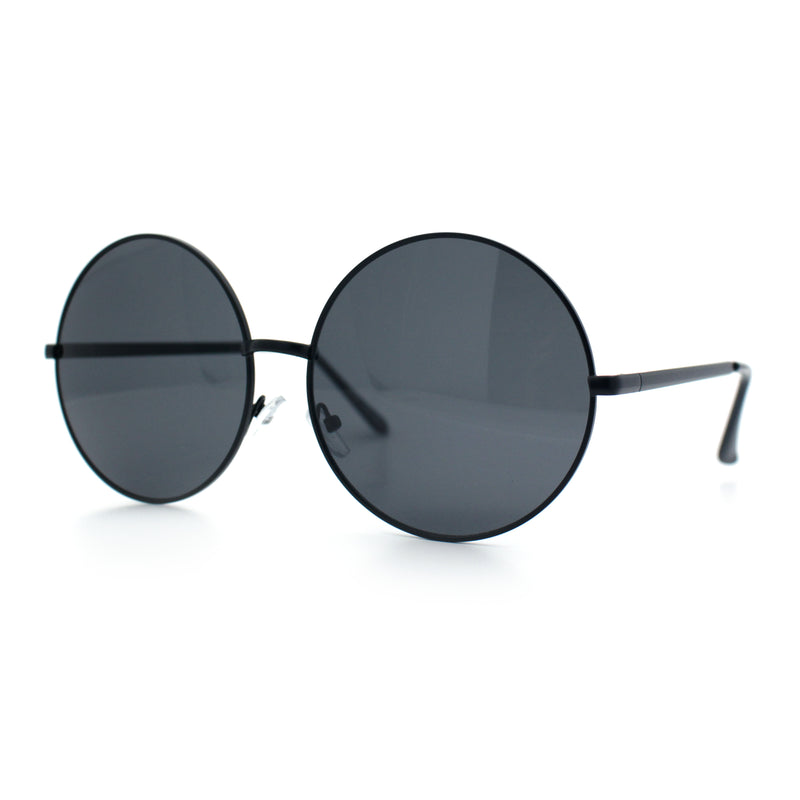 Iconic Hippie Oversized Round Circle Lens Boho Metal Rim Sunglasses