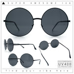 Iconic Hippie Oversized Round Circle Lens Boho Metal Rim Sunglasses