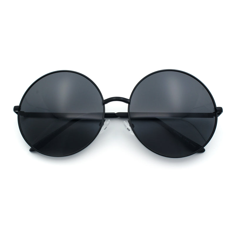 Iconic Hippie Oversized Round Circle Lens Boho Metal Rim Sunglasses
