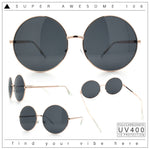 Iconic Hippie Oversized Round Circle Lens Boho Metal Rim Sunglasses