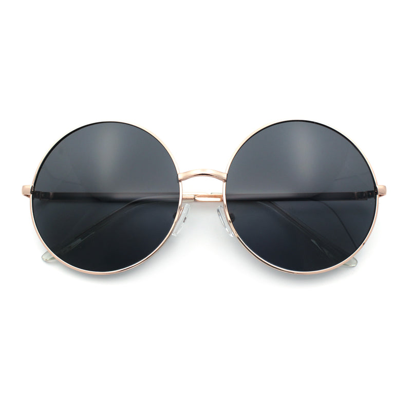 Iconic Hippie Oversized Round Circle Lens Boho Metal Rim Sunglasses