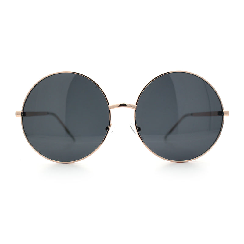 Iconic Hippie Oversized Round Circle Lens Boho Metal Rim Sunglasses