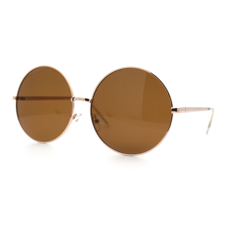 Iconic Hippie Oversized Round Circle Lens Boho Metal Rim Sunglasses
