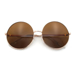 Iconic Hippie Oversized Round Circle Lens Boho Metal Rim Sunglasses