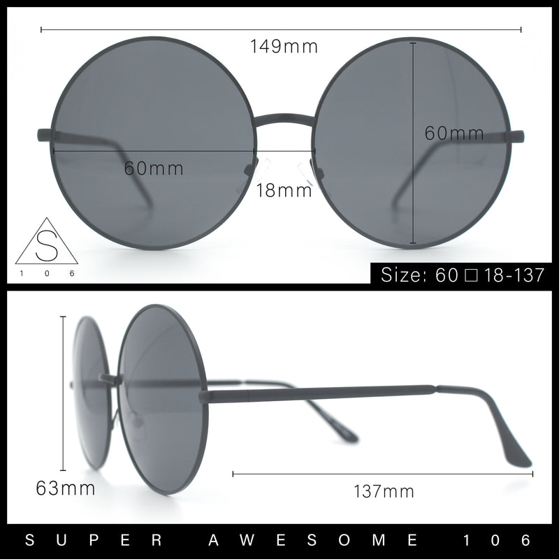 Iconic Hippie Oversized Round Circle Lens Boho Metal Rim Sunglasses