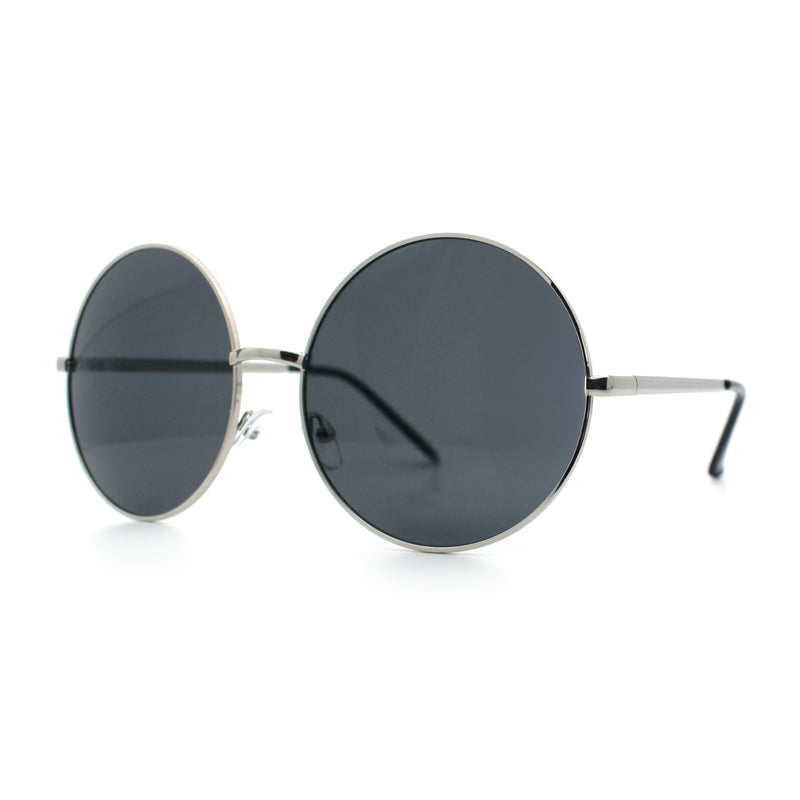 Iconic Hippie Oversized Round Circle Lens Boho Metal Rim Sunglasses