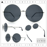Iconic Hippie Oversized Round Circle Lens Boho Metal Rim Sunglasses