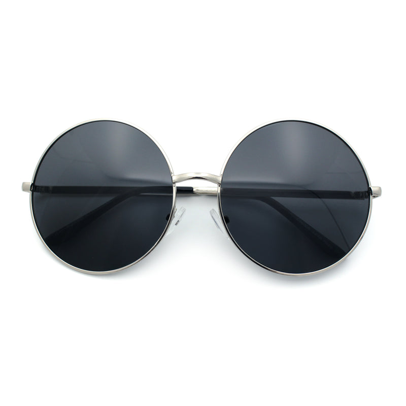 Iconic Hippie Oversized Round Circle Lens Boho Metal Rim Sunglasses