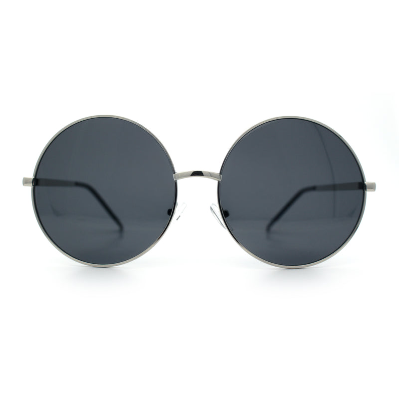 Iconic Hippie Oversized Round Circle Lens Boho Metal Rim Sunglasses