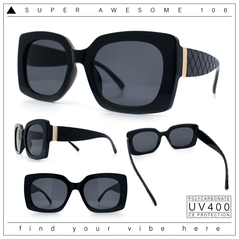 Womens Mod Chic Designer Fashion Thick Plastic Rectangle Butterfly Sunglasses