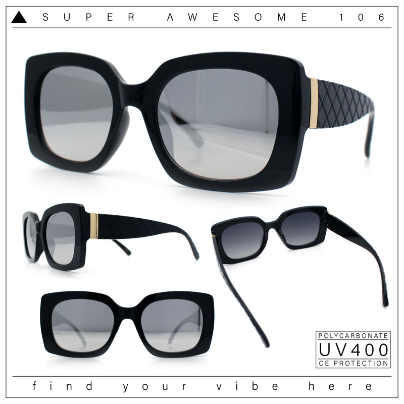 Womens Mod Chic Designer Fashion Thick Plastic Rectangle Butterfly Sunglasses