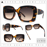 Womens Mod Chic Designer Fashion Thick Plastic Rectangle Butterfly Sunglasses