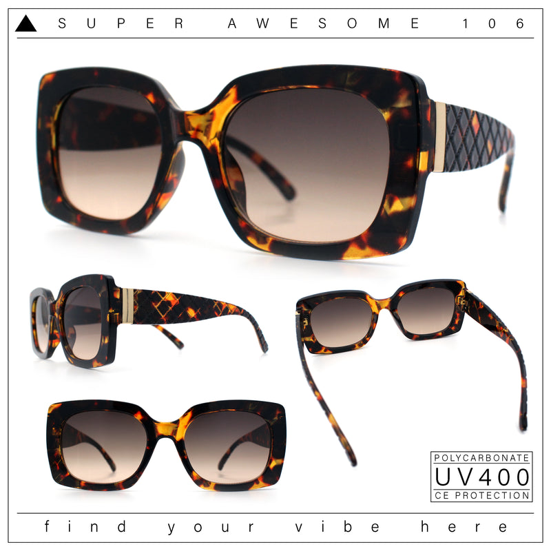 Womens Mod Chic Designer Fashion Thick Plastic Rectangle Butterfly Sunglasses