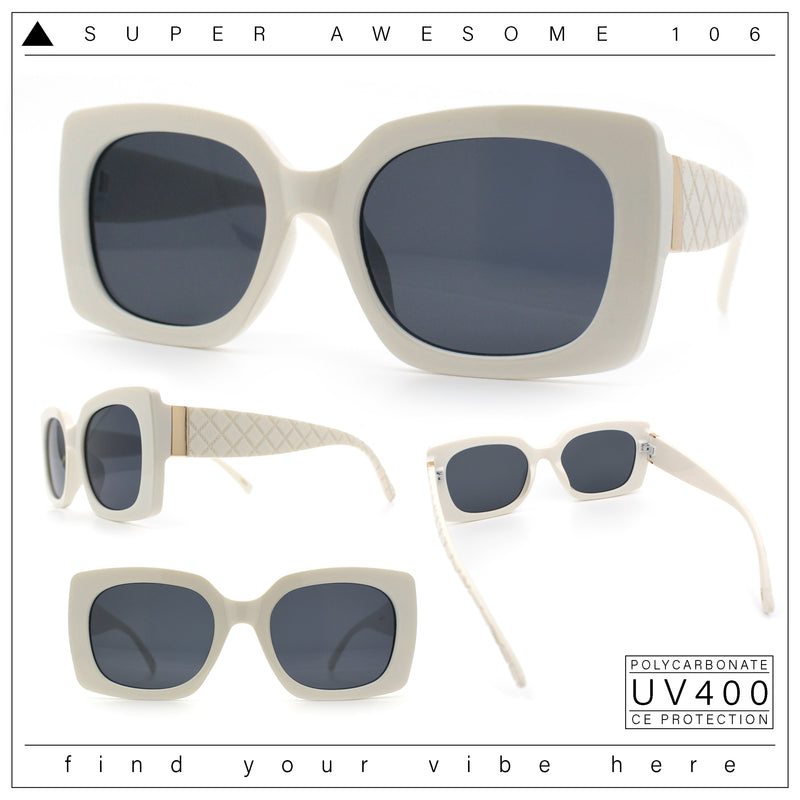 Womens Mod Chic Designer Fashion Thick Plastic Rectangle Butterfly Sunglasses