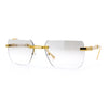 Mens Luxury Urban Gangster Beveled Rimless Rectangle Sunglasses