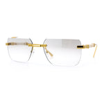 Mens Luxury Urban Gangster Beveled Rimless Rectangle Sunglasses