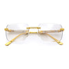 Mens Luxury Urban Gangster Beveled Rimless Rectangle Sunglasses