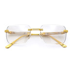 Mens Luxury Urban Gangster Beveled Rimless Rectangle Sunglasses