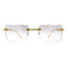 Mens Luxury Urban Gangster Beveled Rimless Rectangle Sunglasses