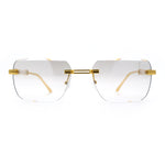 Mens Luxury Urban Gangster Beveled Rimless Rectangle Sunglasses