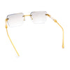 Mens Luxury Urban Gangster Beveled Rimless Rectangle Sunglasses