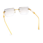 Mens Luxury Urban Gangster Beveled Rimless Rectangle Sunglasses