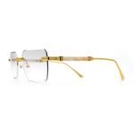 Mens Luxury Urban Gangster Beveled Rimless Rectangle Sunglasses