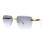 Mens Luxury Urban Gangster Beveled Rimless Rectangle Sunglasses