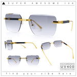Mens Luxury Urban Gangster Beveled Rimless Rectangle Sunglasses