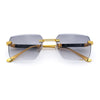 Mens Luxury Urban Gangster Beveled Rimless Rectangle Sunglasses