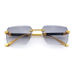 Mens Luxury Urban Gangster Beveled Rimless Rectangle Sunglasses