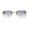 Mens Luxury Urban Gangster Beveled Rimless Rectangle Sunglasses