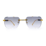 Mens Luxury Urban Gangster Beveled Rimless Rectangle Sunglasses