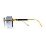 Mens Luxury Urban Gangster Beveled Rimless Rectangle Sunglasses