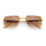 Mens Luxury Urban Gangster Beveled Rimless Rectangle Sunglasses