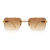 Mens Luxury Urban Gangster Beveled Rimless Rectangle Sunglasses