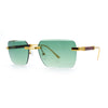 Mens Luxury Urban Gangster Beveled Rimless Rectangle Sunglasses
