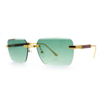 Mens Luxury Urban Gangster Beveled Rimless Rectangle Sunglasses