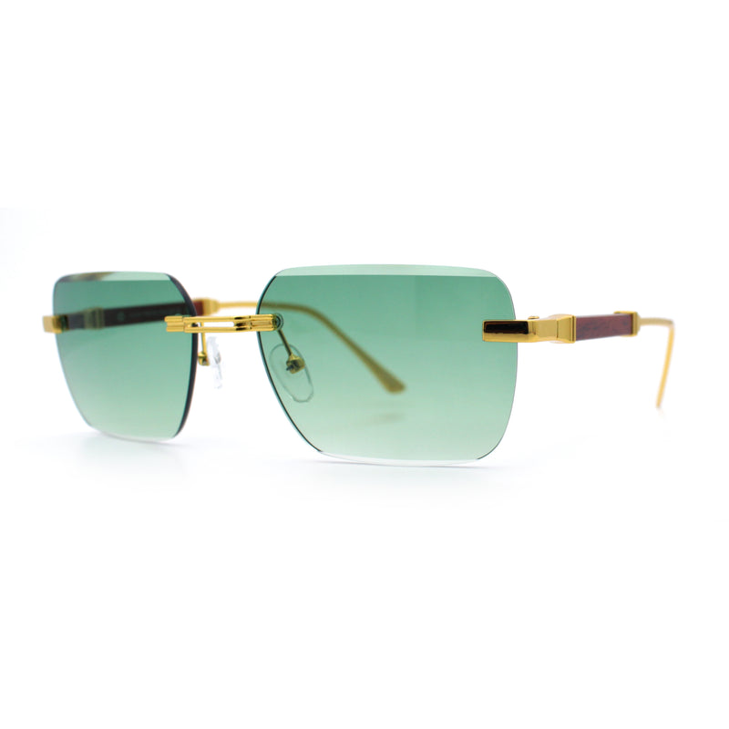 Mens Luxury Urban Gangster Beveled Rimless Rectangle Sunglasses