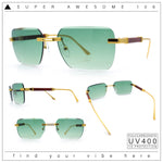 Mens Luxury Urban Gangster Beveled Rimless Rectangle Sunglasses